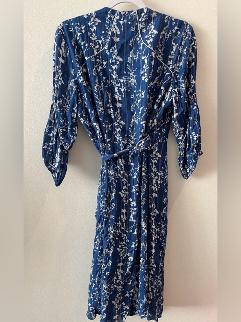 NWOT Ba&sh Folia Wrap Midi Dress - Floral Blue and White - Size 8 sku#27 - Picture 7 of 9